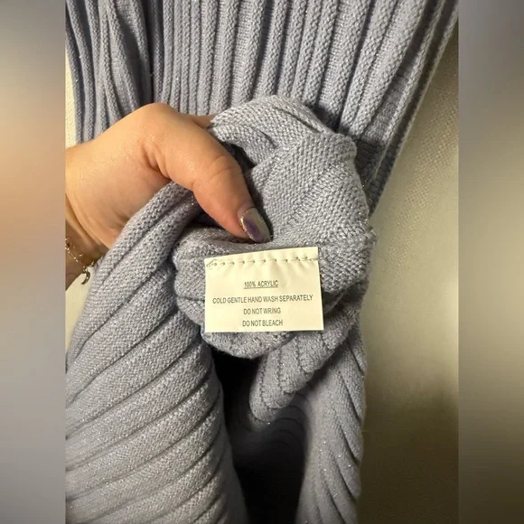 Indikah by Angel Biba Rani Ribbed Midi Dress in Sparkly Blue Size Medium - Picture 11 of 13